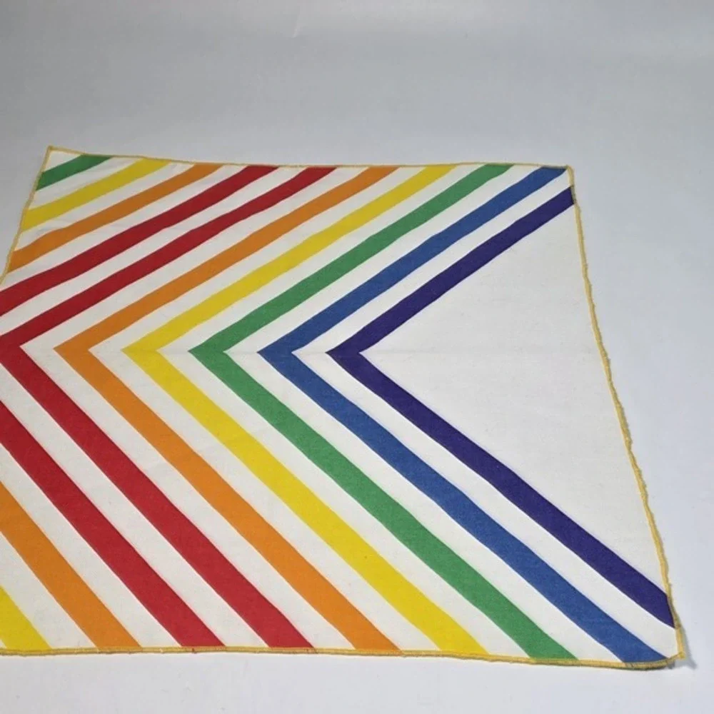 Vintage 60's Linen Napkin,‎ Wall Hanging, Decor, Bright Rainbow Pride Retro